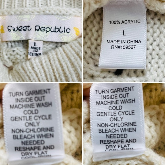 Sweet Republic Cream Floral Sweater with Floral Accents Size Large - Picture 9 of 9